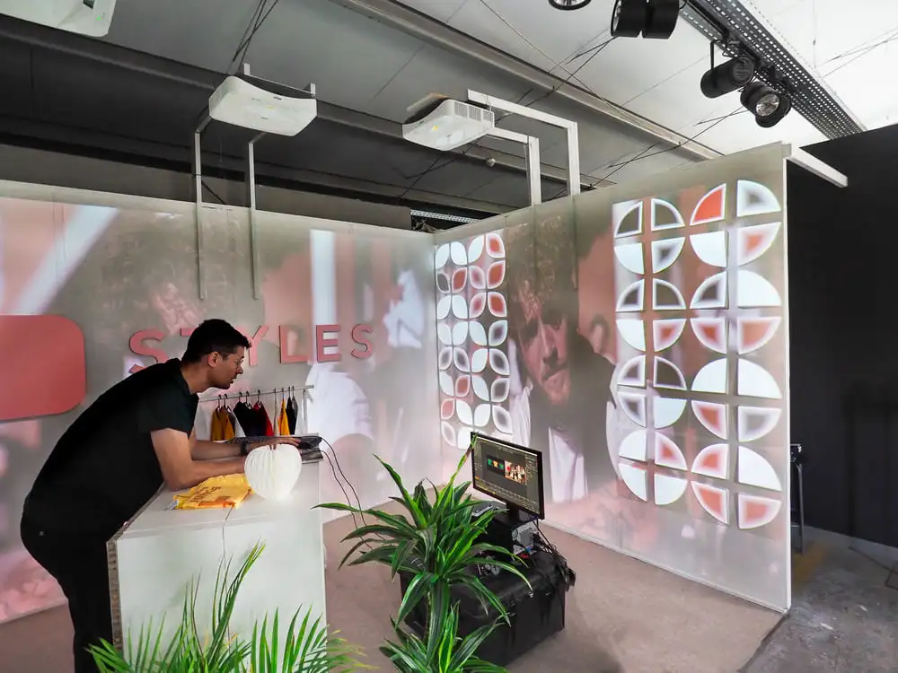 Convention booth with video mapping