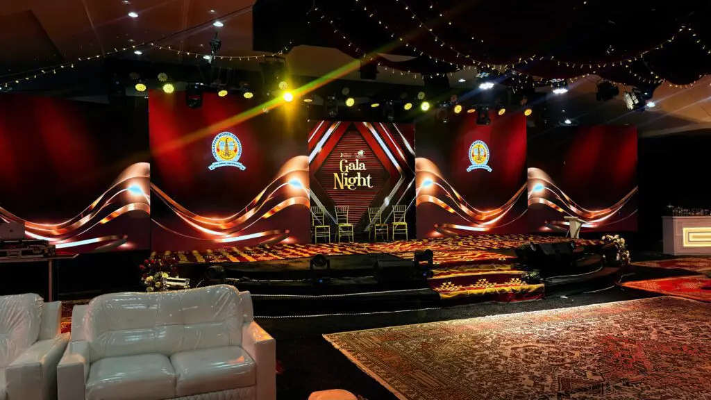 A sophisticated Gala Night stage design blending bespoke motion design and LED screen layouts for an immersive audience experience.