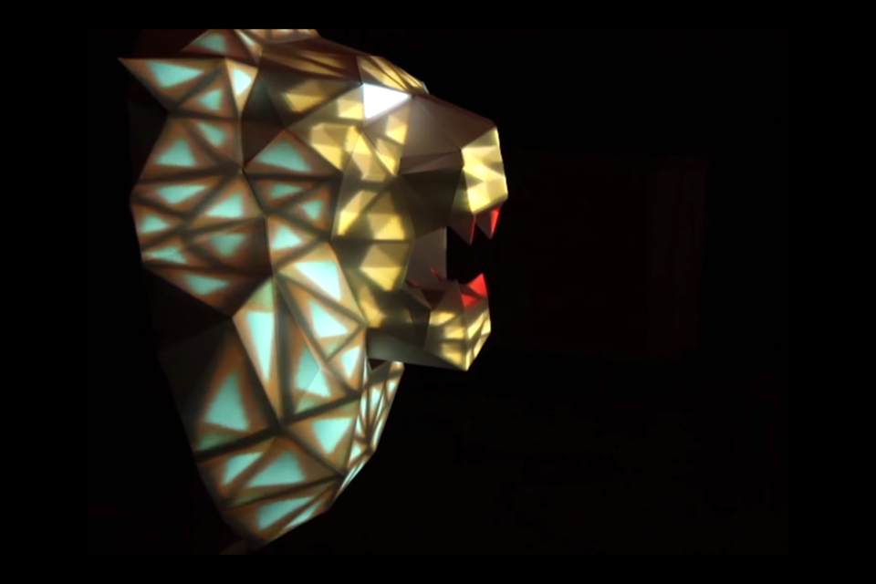 Cartographie en origami du lion - effets triangulaires