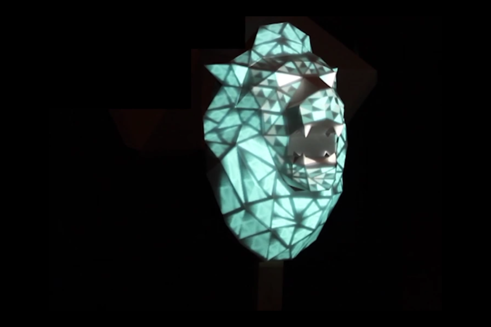 Projection mapping Lion - Ice effects