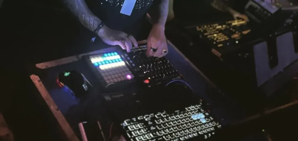VJ P4nick in the middle of a live VJ performance - https://www.instagram.com/p4nick.vj/